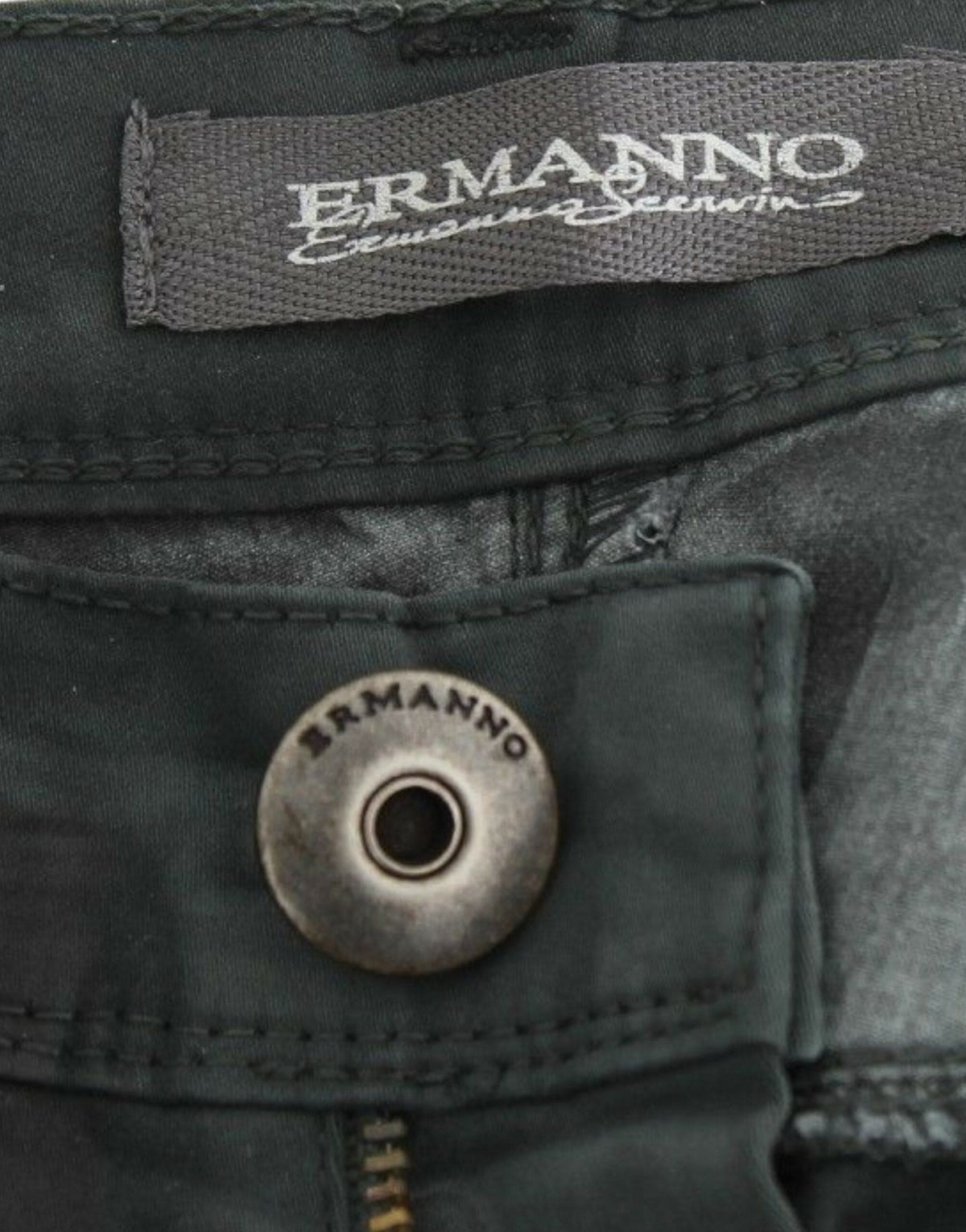 Ermanno Scervino Elegantes vaqueros ajustados en verde oscuro