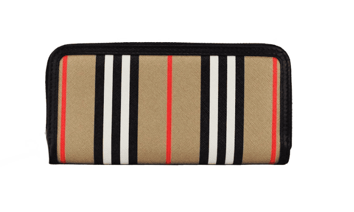 Cartera continental con cremallera y diseño de rayas Icon Stripe de Burberry Ellerby en cuero negro