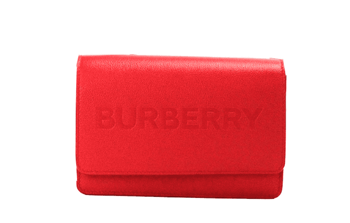 Petit sac à bandoulière en cuir lisse avec logo en relief rouge Burberry Hampshire