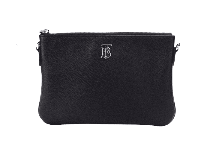 Sac à main en cuir noir avec pochette et porte-monnaie Burberry Peyton Monogram