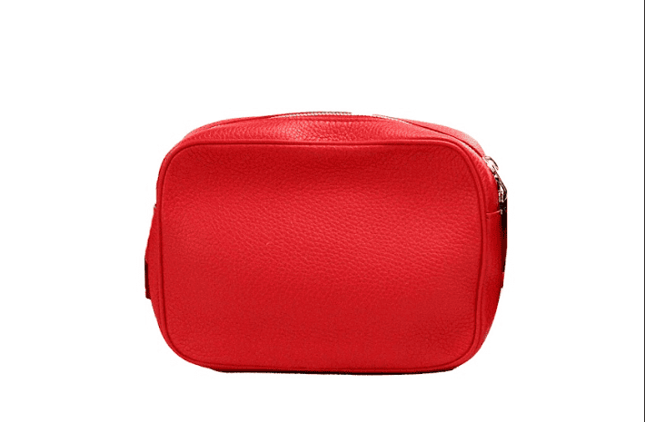 Bolso bandolera para cámara de piel granulada en color rojo brillante de la marca Burberry