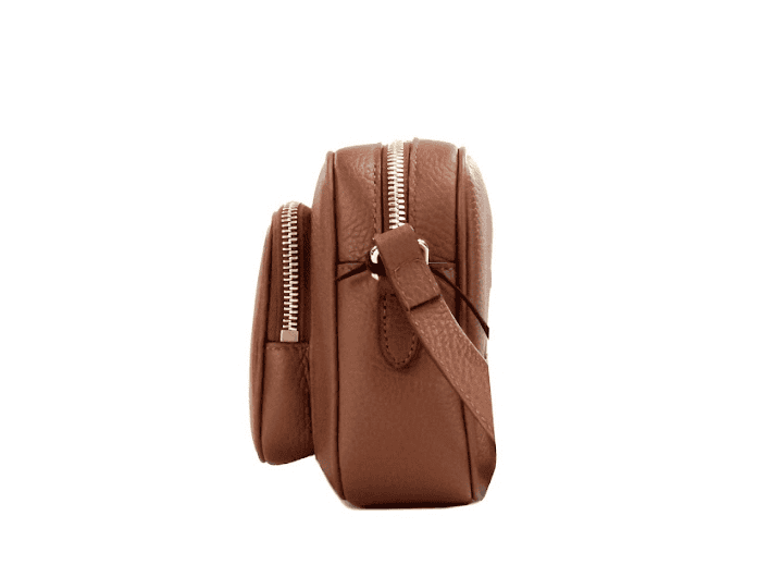 Bolso bandolera para cámara de cuero marrón tostado con la marca Burberry