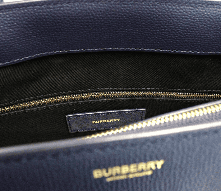 Sac à main fourre-tout en cuir bleu Regency de taille moyenne Burberry Banner