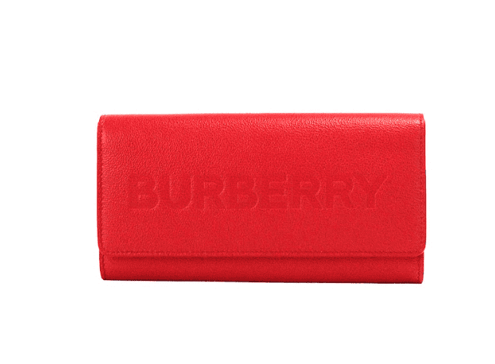 Cartera de mano con solapa y diseño continental de piel granulada en relieve color rojo Porter de Burberry