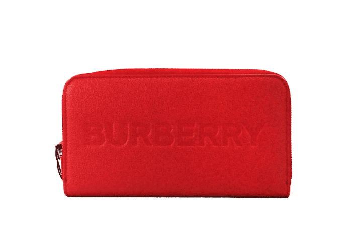 Cartera de mano continental de piel con logotipo en relieve en rojo Elmore de Burberry