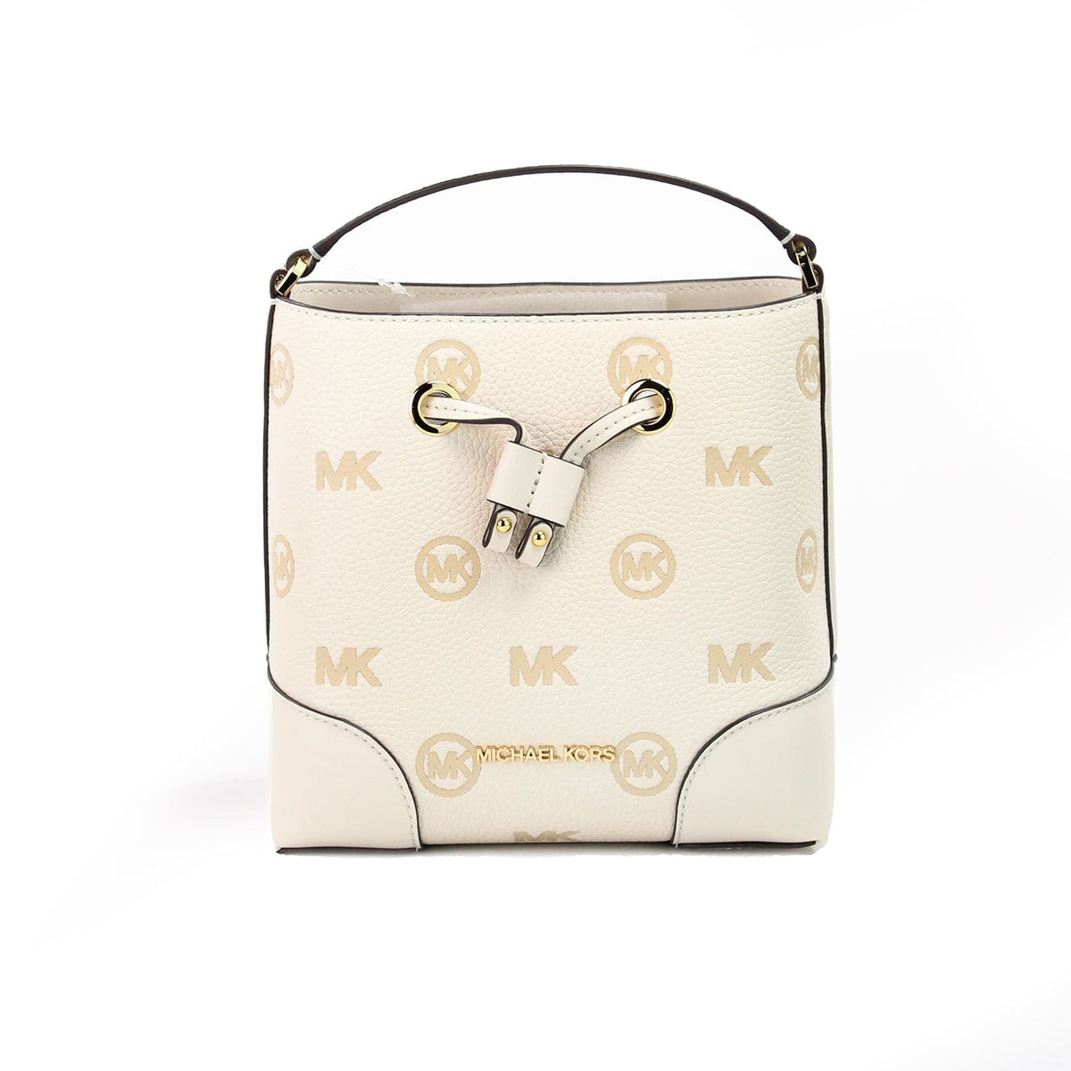 Sac messager seau Michael Kors Mercer Small crème clair avec cordon de serrage en relief