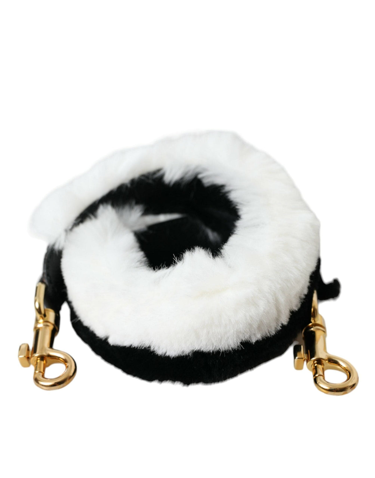 Bandoulière accessoire en fourrure de lapin noir et blanc Dolce &amp; Gabbana