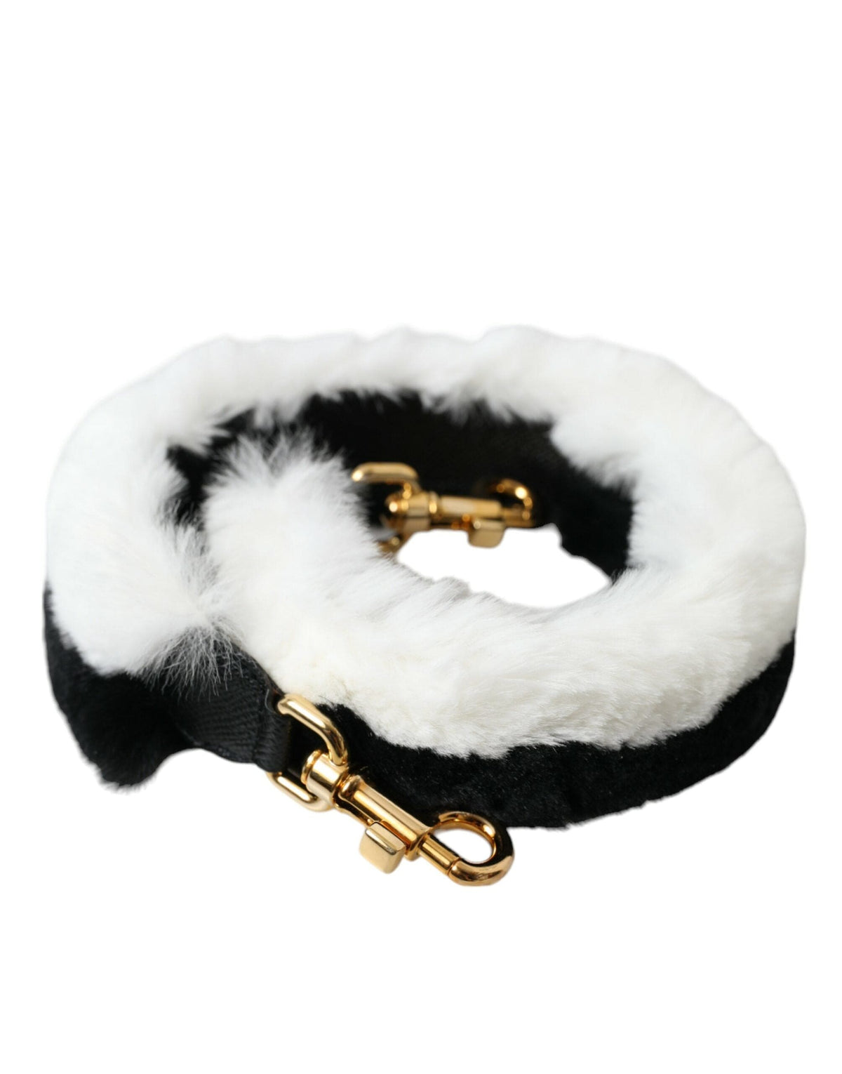 Bandoulière accessoire en fourrure de lapin noir et blanc Dolce &amp; Gabbana