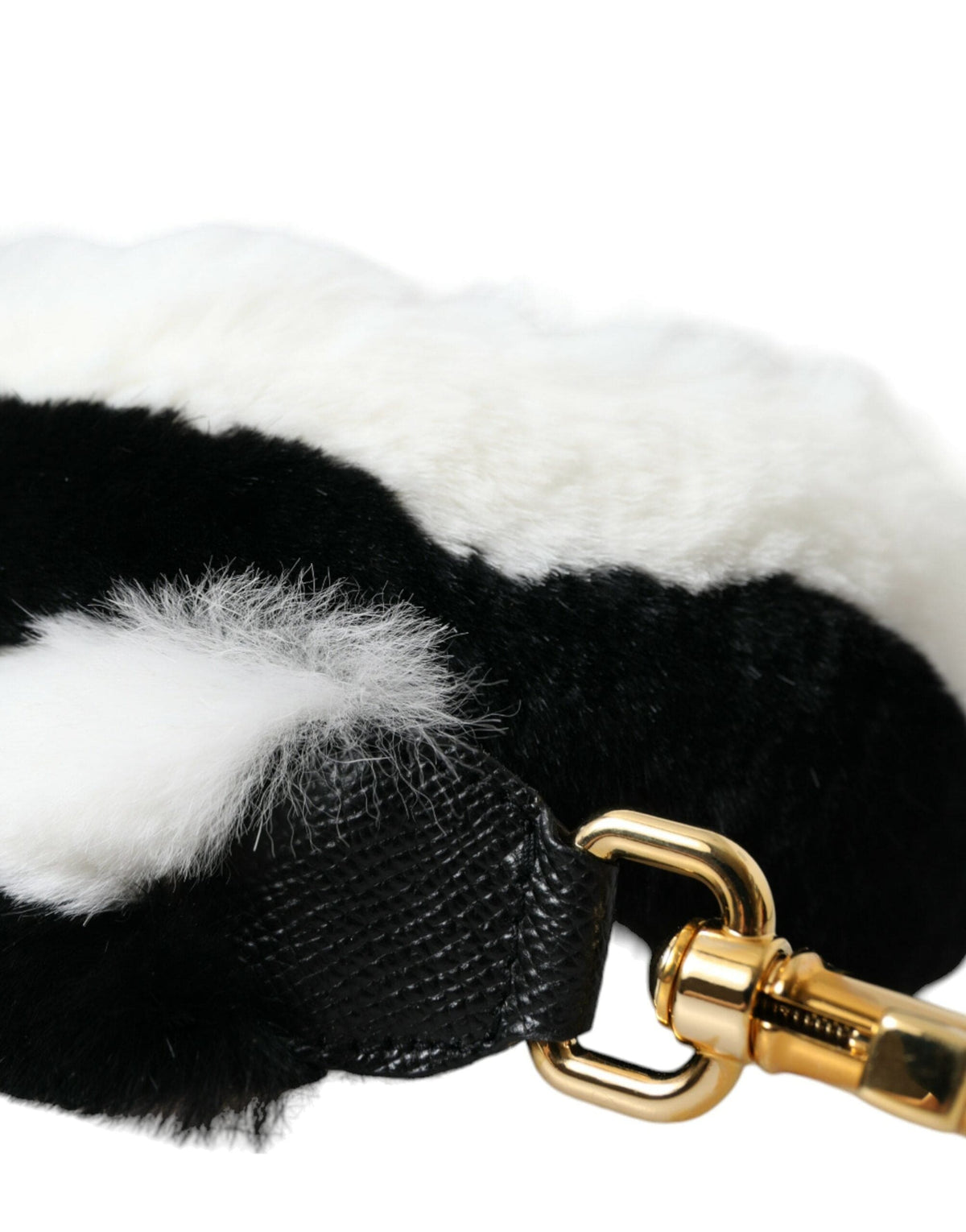 Bandoulière accessoire en fourrure de lapin noir et blanc Dolce &amp; Gabbana