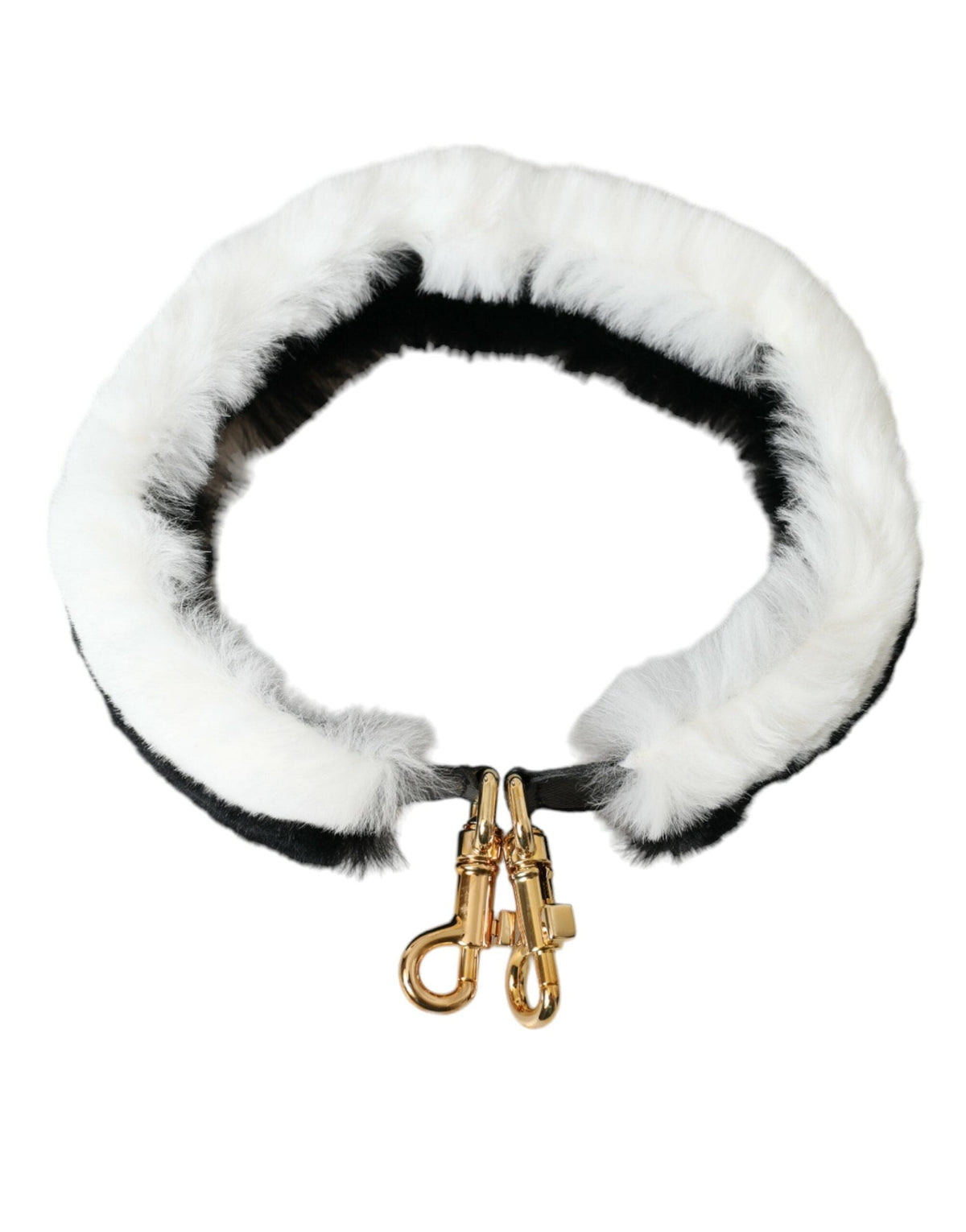 Bandoulière accessoire en fourrure de lapin noir et blanc Dolce &amp; Gabbana