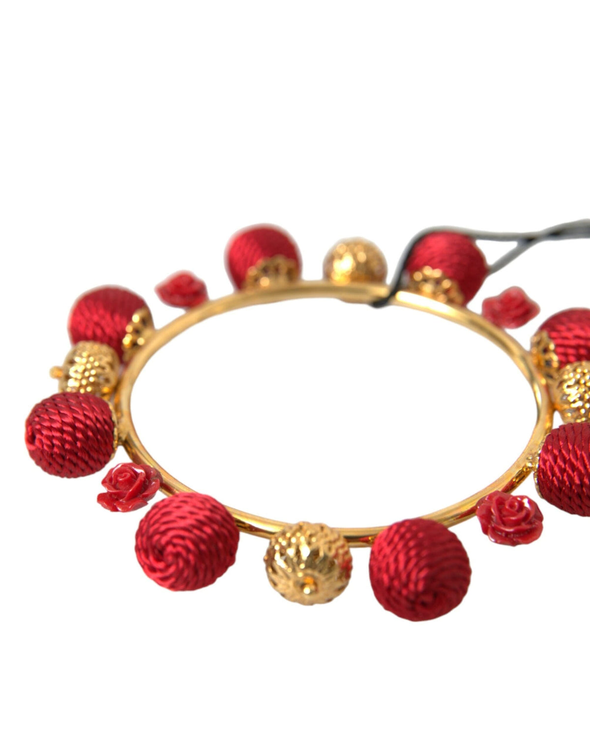 Bracelet Dolce &amp; Gabbana en laiton doré et roses rouges RUNWAY Sicilia Natale