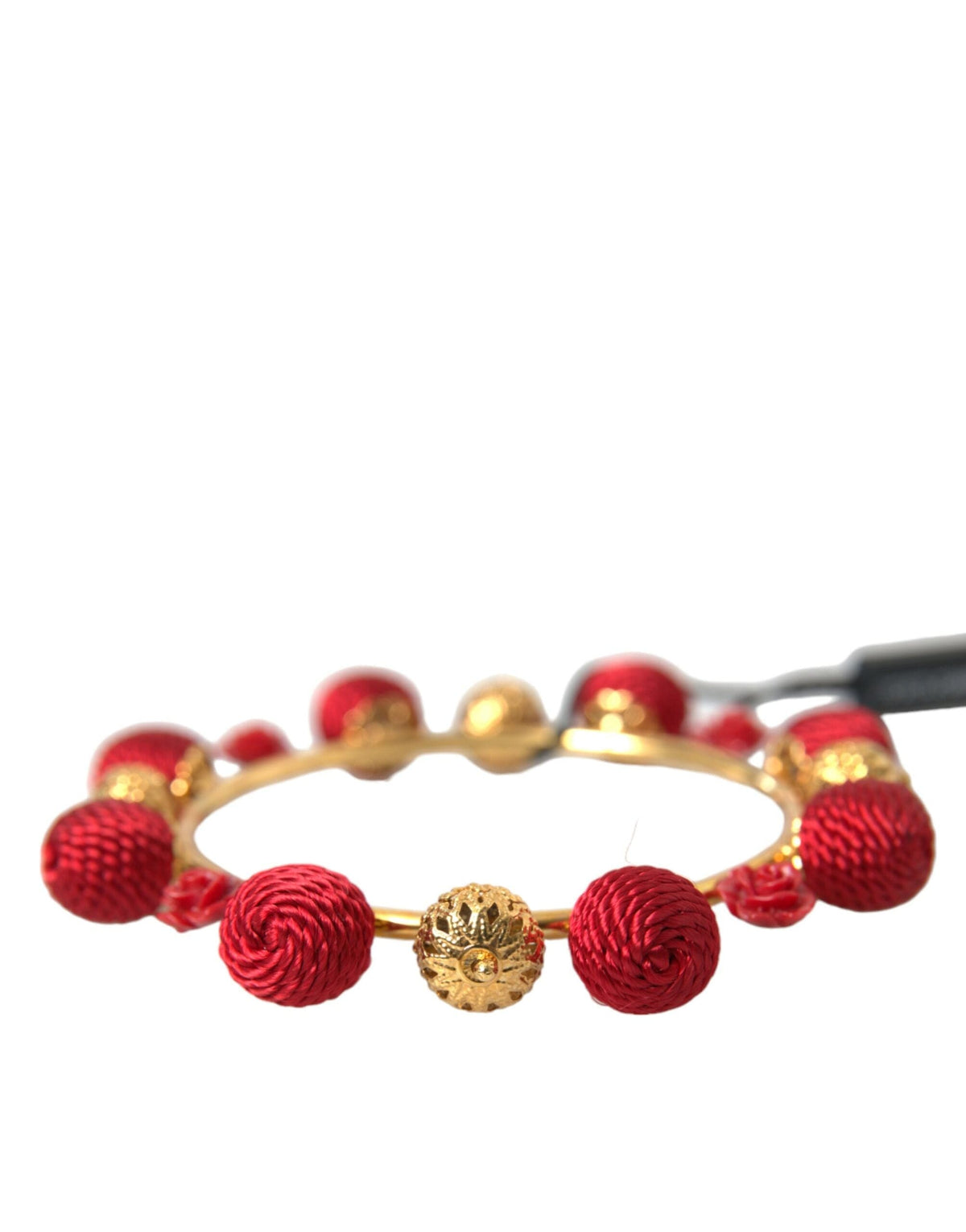 Bracelet Dolce &amp; Gabbana en laiton doré et roses rouges RUNWAY Sicilia Natale