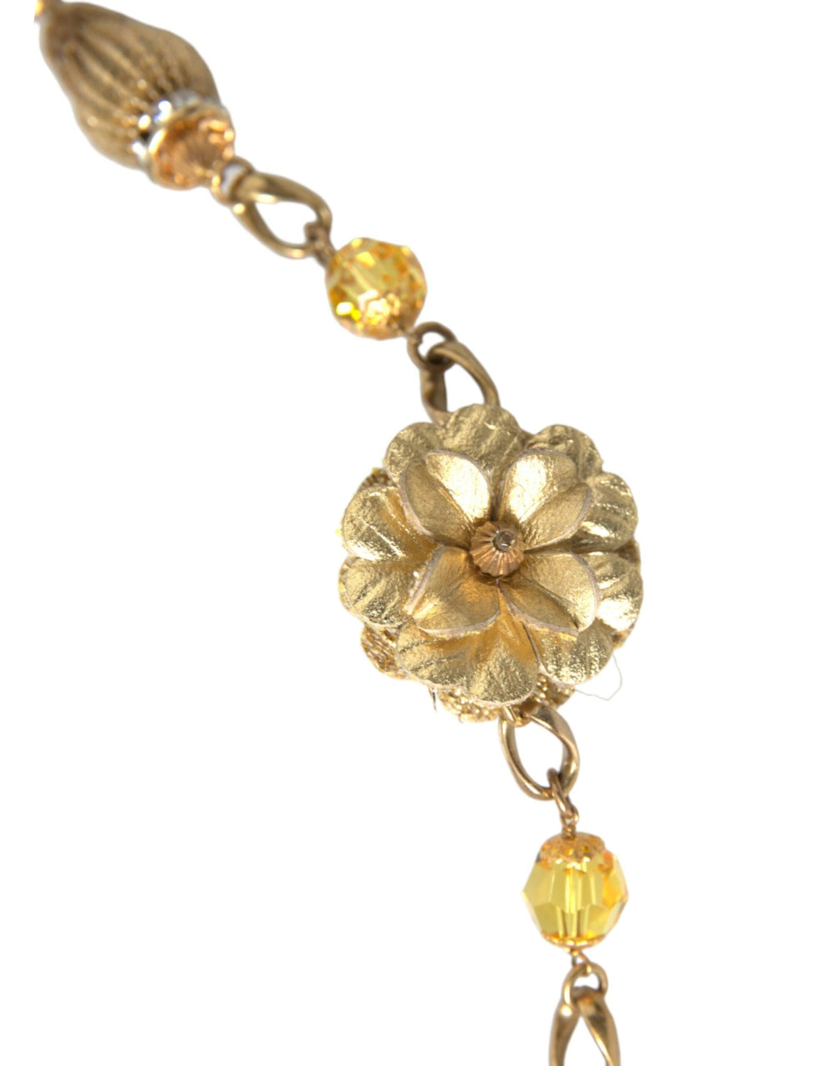 Collier Dolce &amp; Gabbana en laiton doré et filigrane avec fleur en cristal