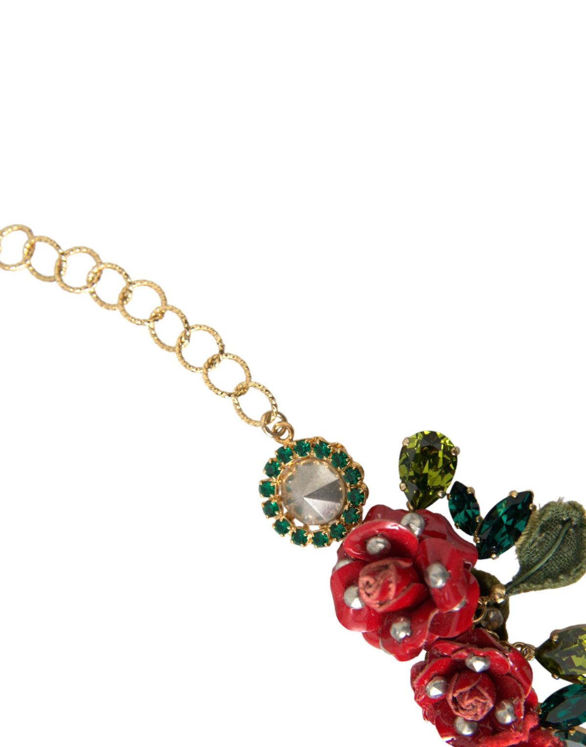 Collar con colgante de pétalos de rosa y cristales de Dolce &amp; Gabbana con cadena de eslabones de latón dorado