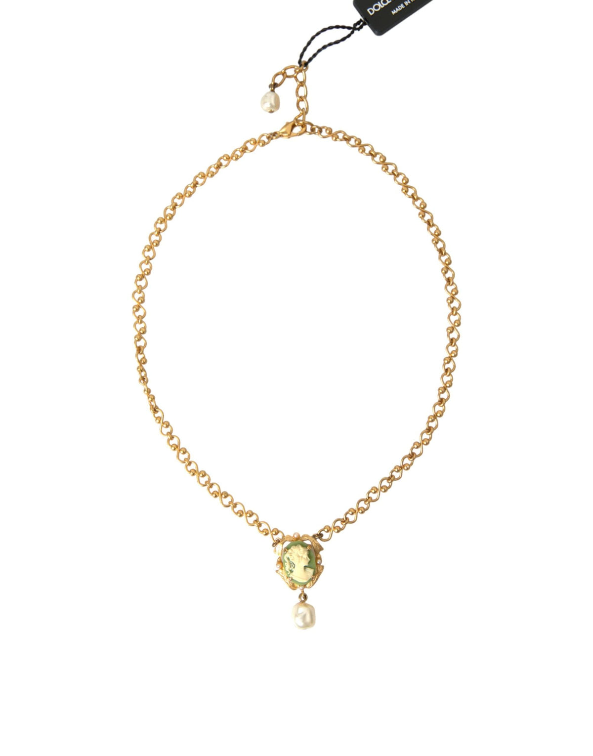 Collier Dolce &amp; Gabbana avec pendentif en perles et chaîne en laiton doré