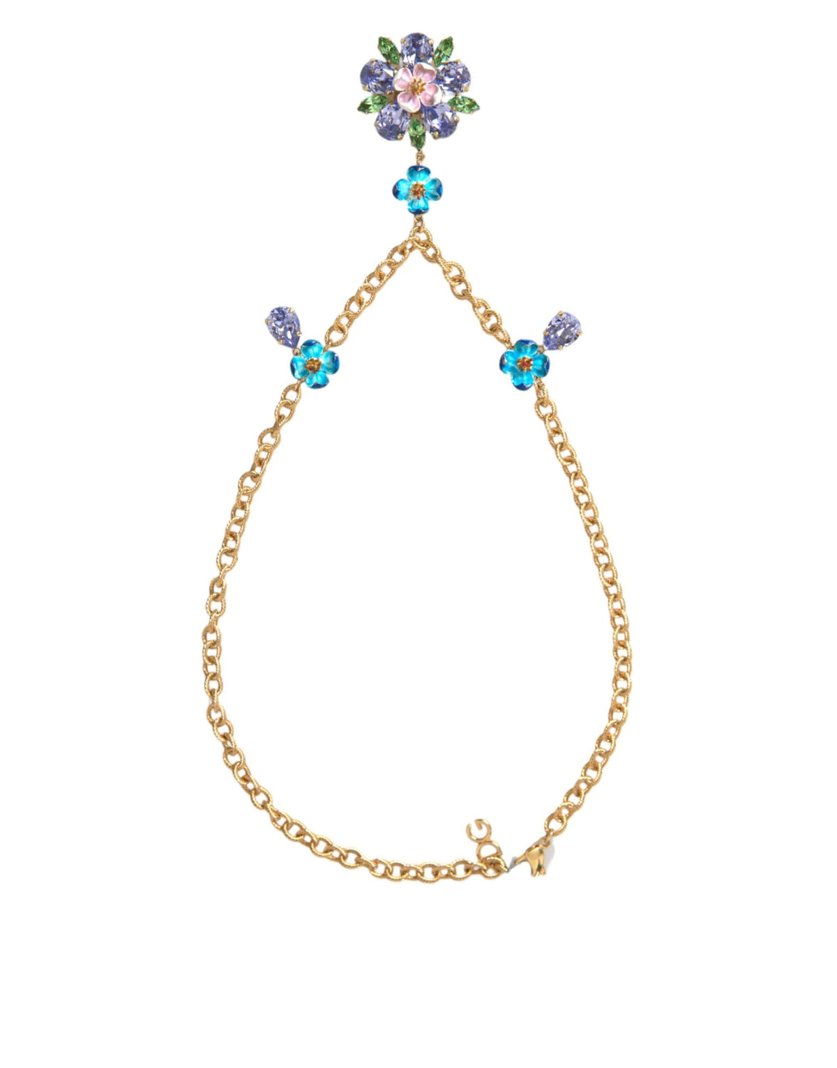 Collier Dolce &amp; Gabbana avec pendentif floral en cristal et chaîne en laiton doré