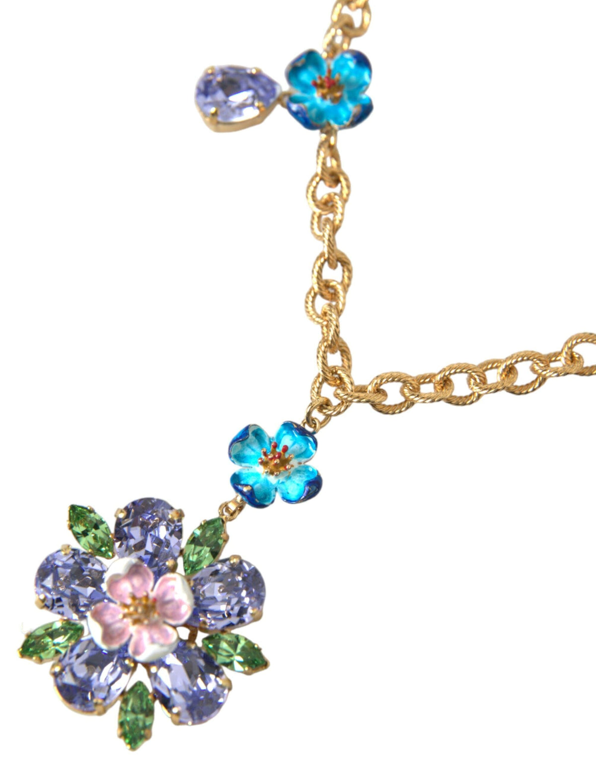 Collar con colgante floral de cristal y cadena de latón dorado de Dolce &amp; Gabbana