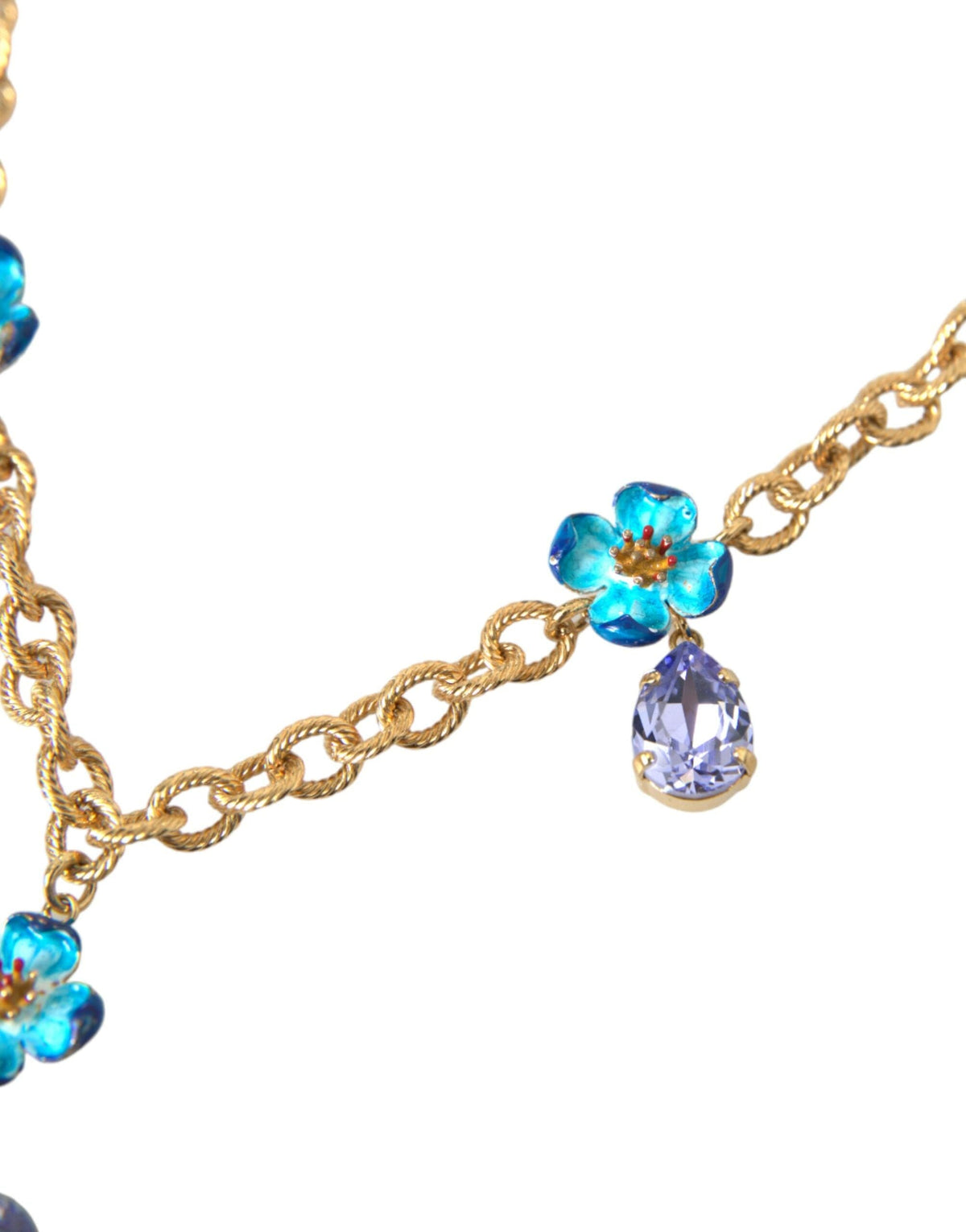 Collier Dolce &amp; Gabbana avec pendentif floral en cristal et chaîne en laiton doré