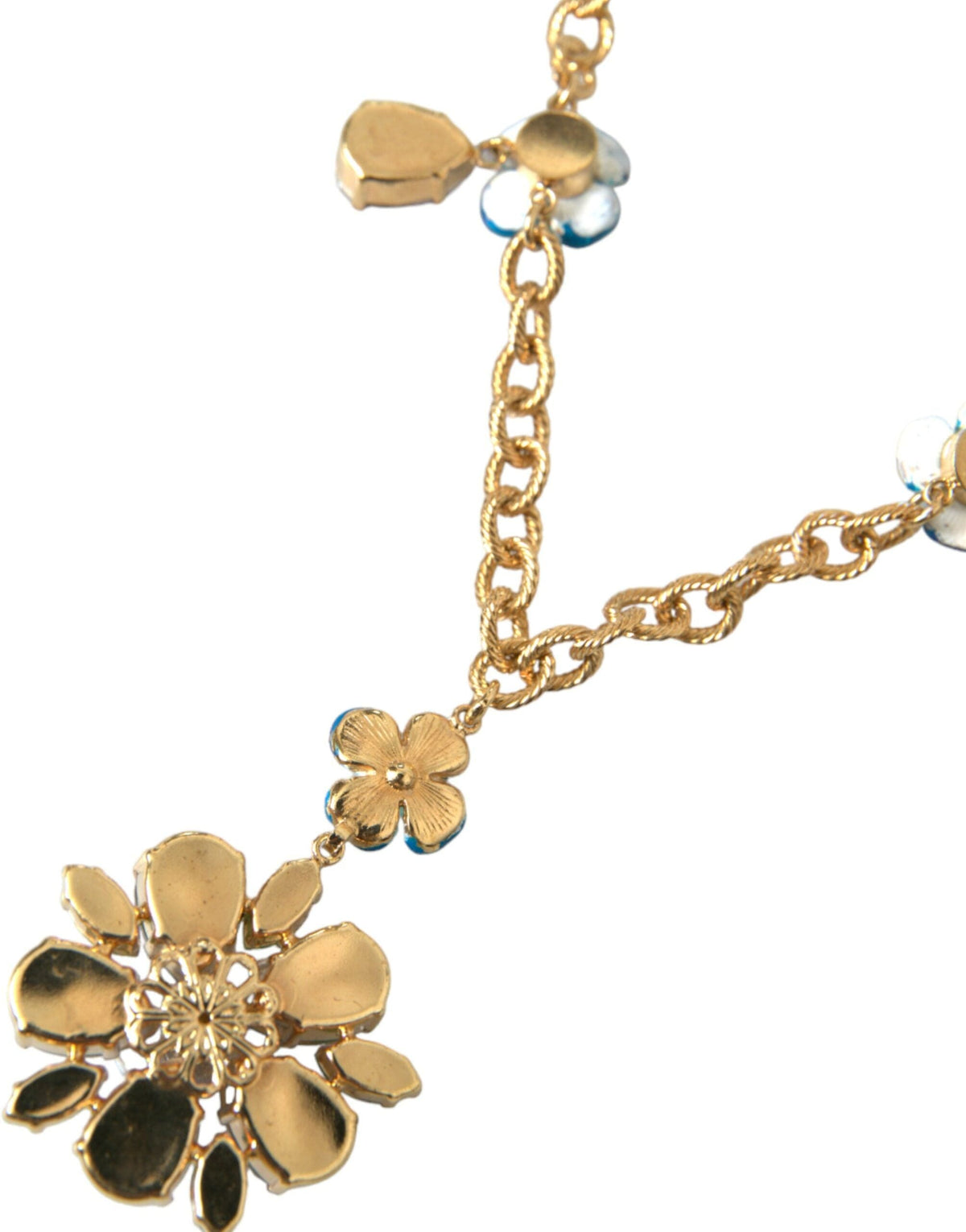 Collier Dolce &amp; Gabbana avec pendentif floral en cristal et chaîne en laiton doré