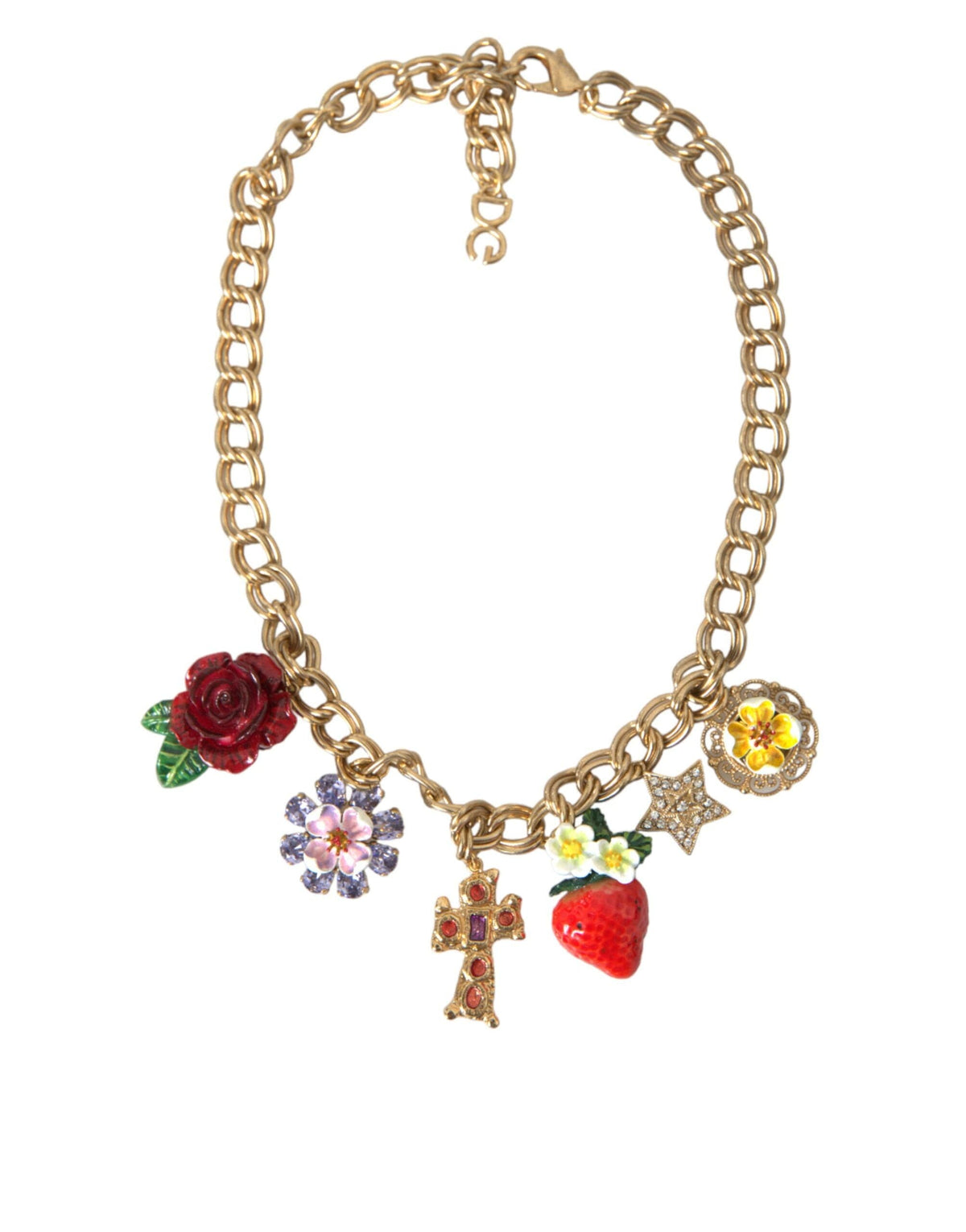 Collier Dolce &amp; Gabbana avec pendentif étoile fraise et croix en or