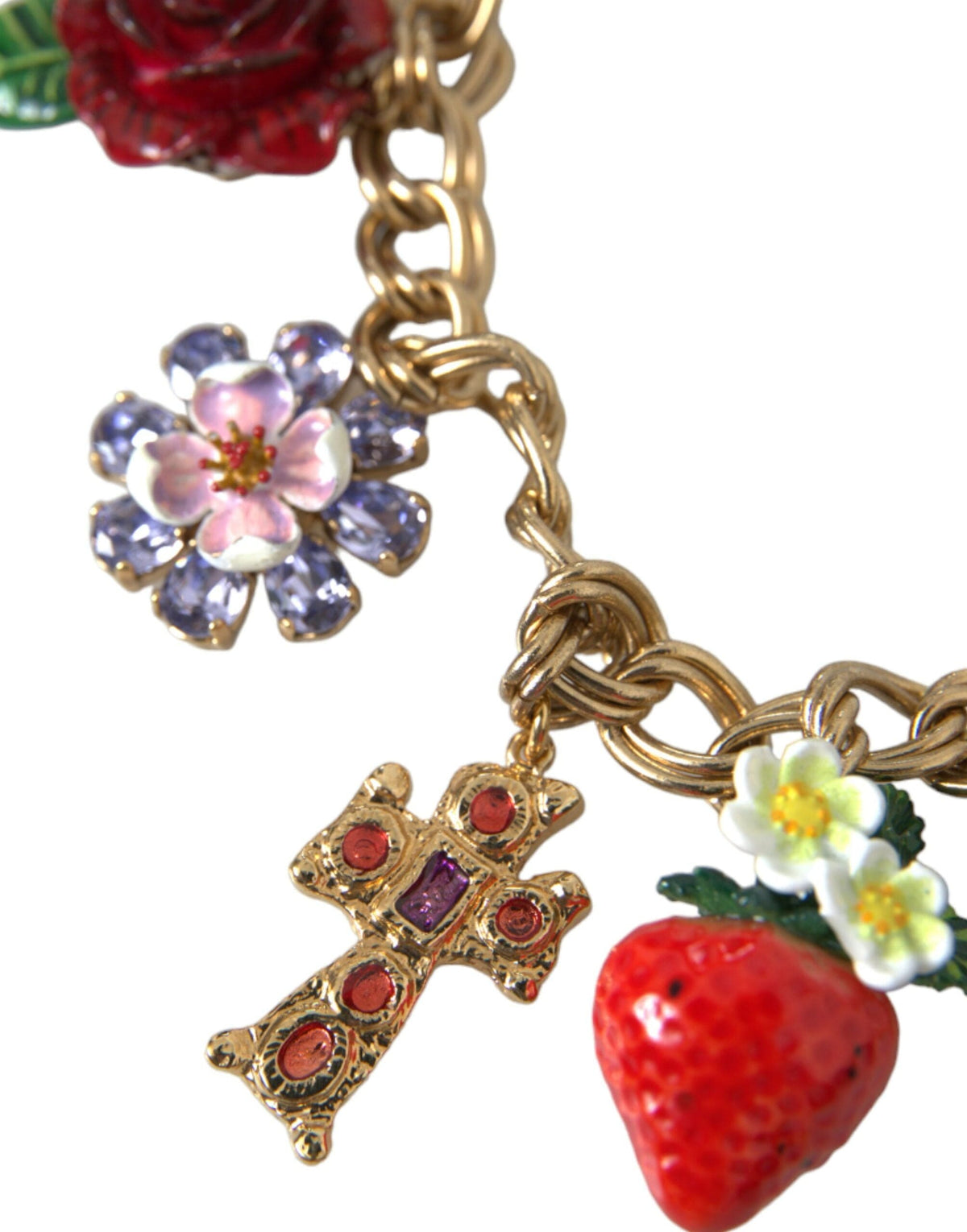 Collier Dolce &amp; Gabbana avec pendentif étoile fraise et croix en or