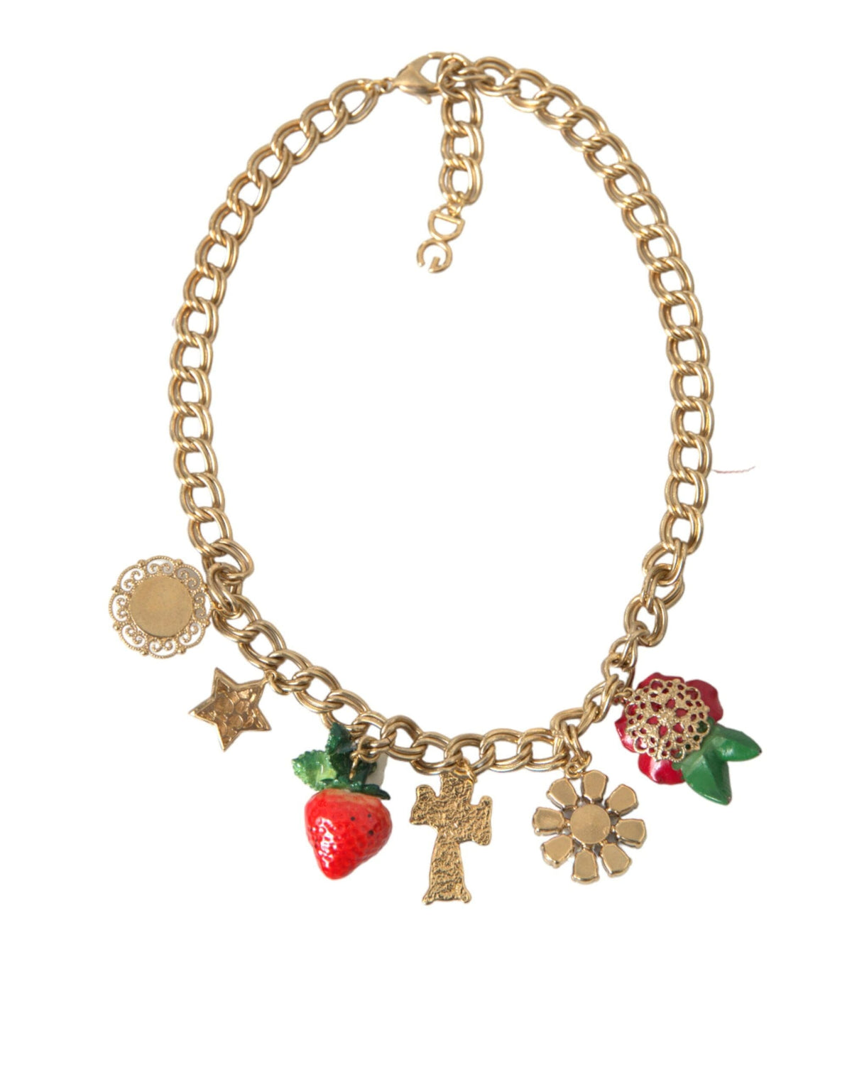 Collier Dolce &amp; Gabbana avec pendentif étoile fraise et croix en or