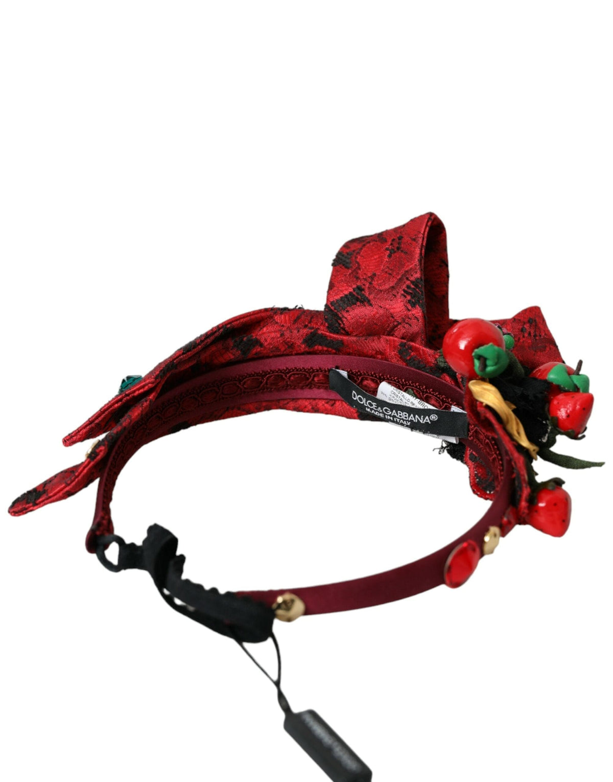 Dolce & Gabbana Red Cherry Sicily Embellished Women Hairband Diadem