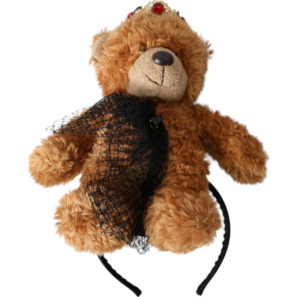 Serre-tête et diadème en cristal doré avec ours en peluche marron Dolce &amp; Gabbana