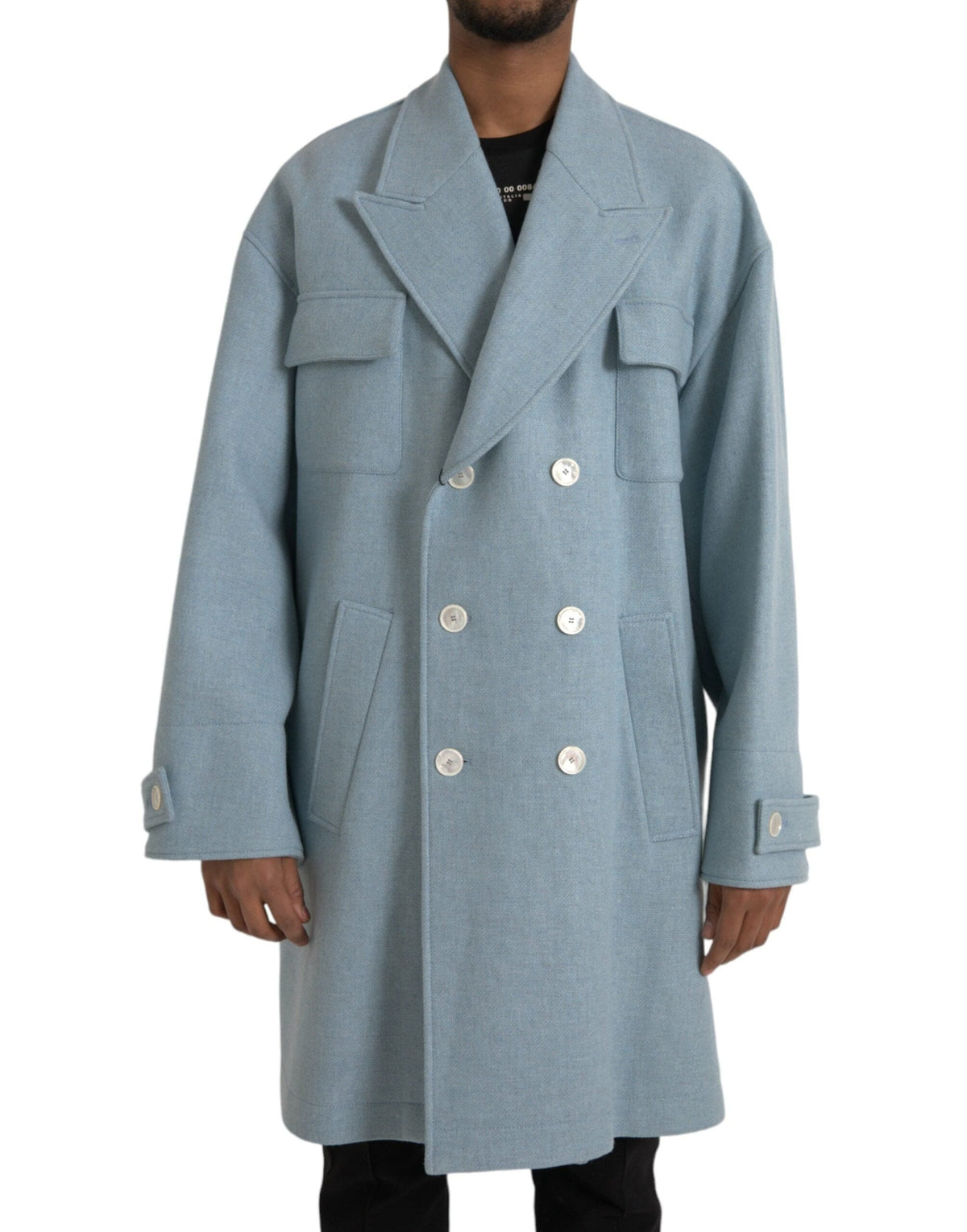 Veste trench-coat croisée bleue Dolce &amp; Gabbana