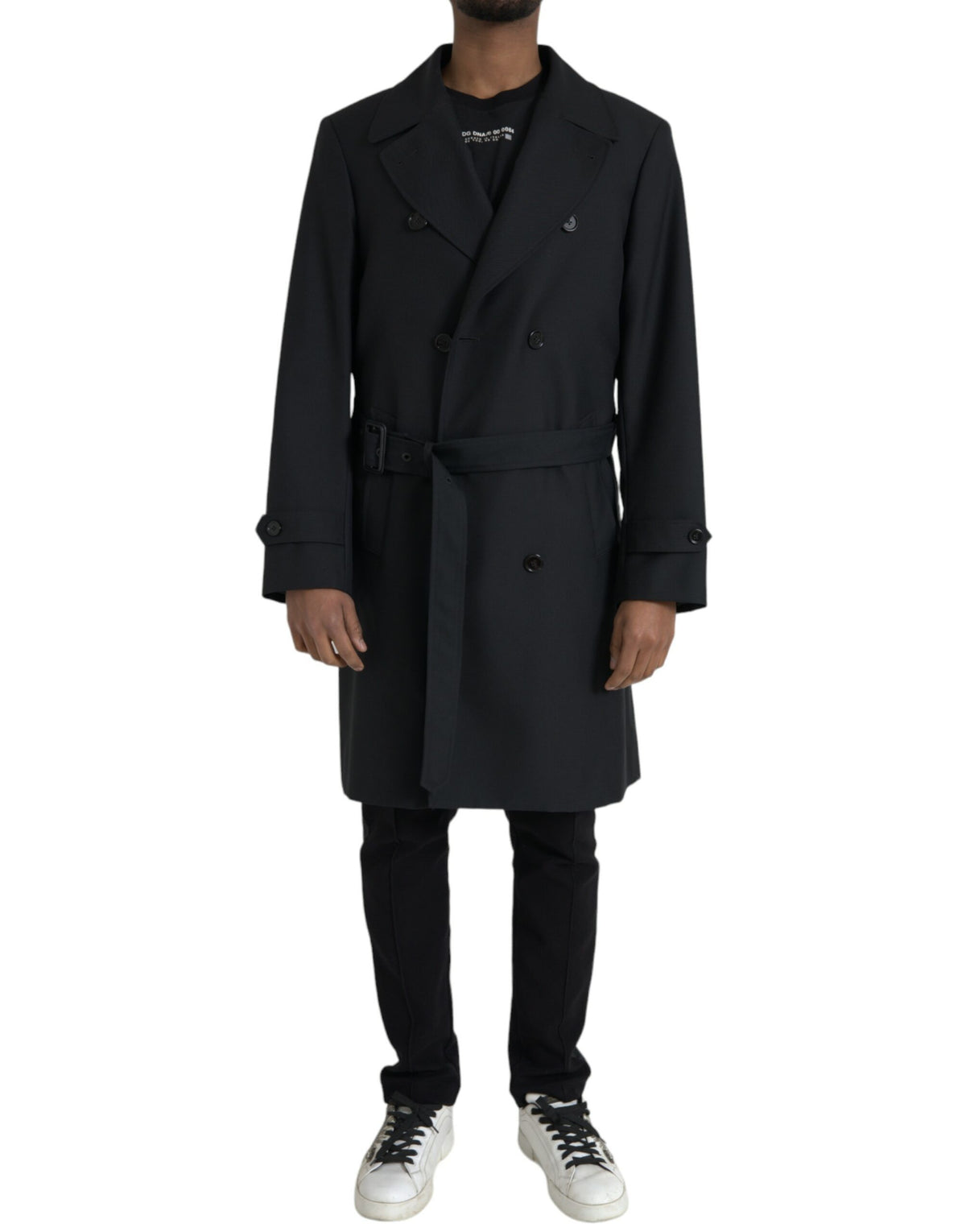 Veste trench-coat croisée noire Dolce &amp; Gabbana