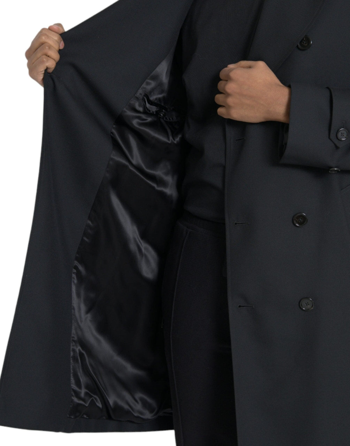 Veste trench-coat croisée noire Dolce &amp; Gabbana