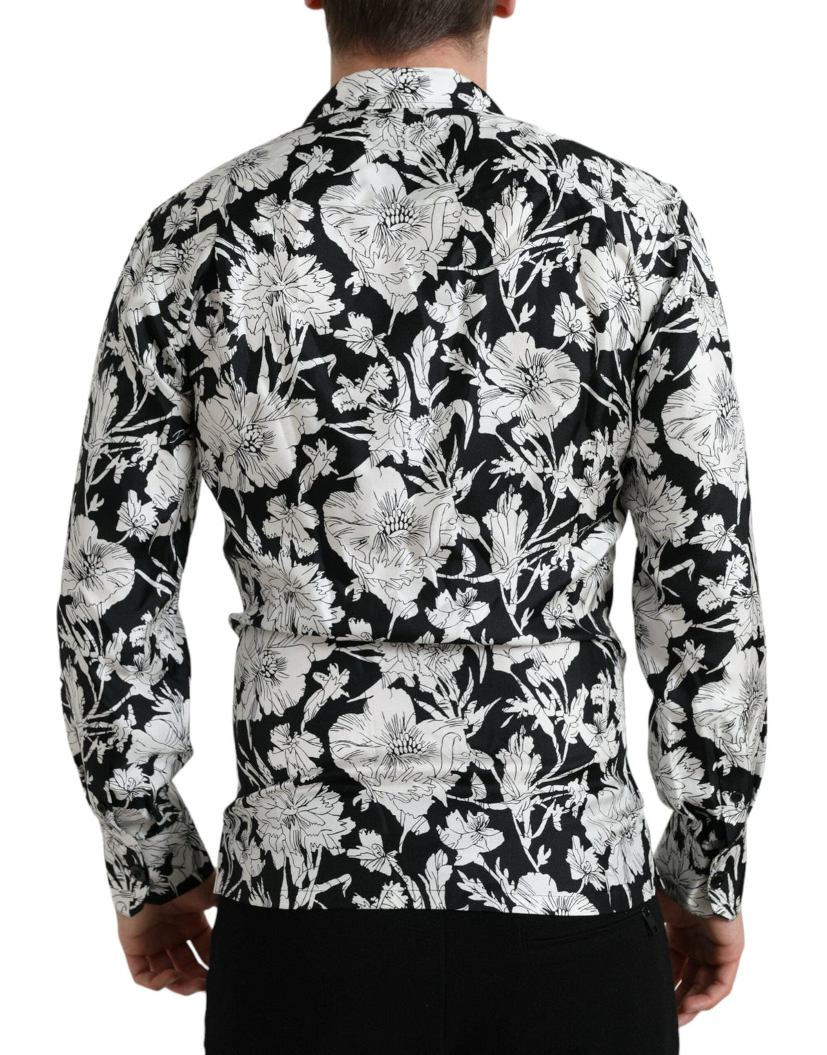 Chemise boutonnée décontractée à fleurs noires et blanches Dolce &amp; Gabbana