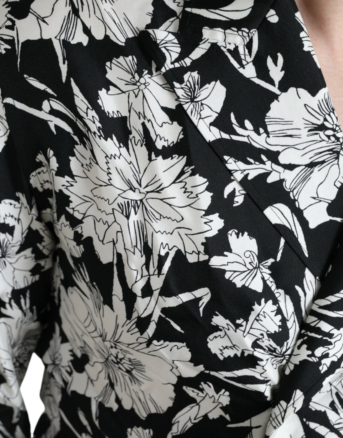 Chemise boutonnée décontractée à fleurs noires et blanches Dolce &amp; Gabbana