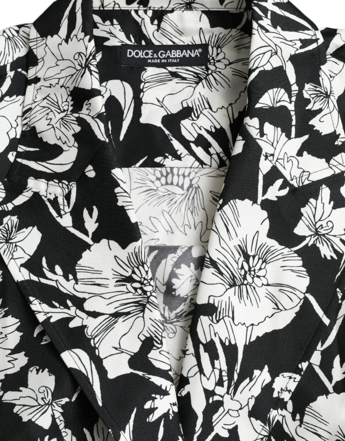 Chemise boutonnée décontractée à fleurs noires et blanches Dolce &amp; Gabbana