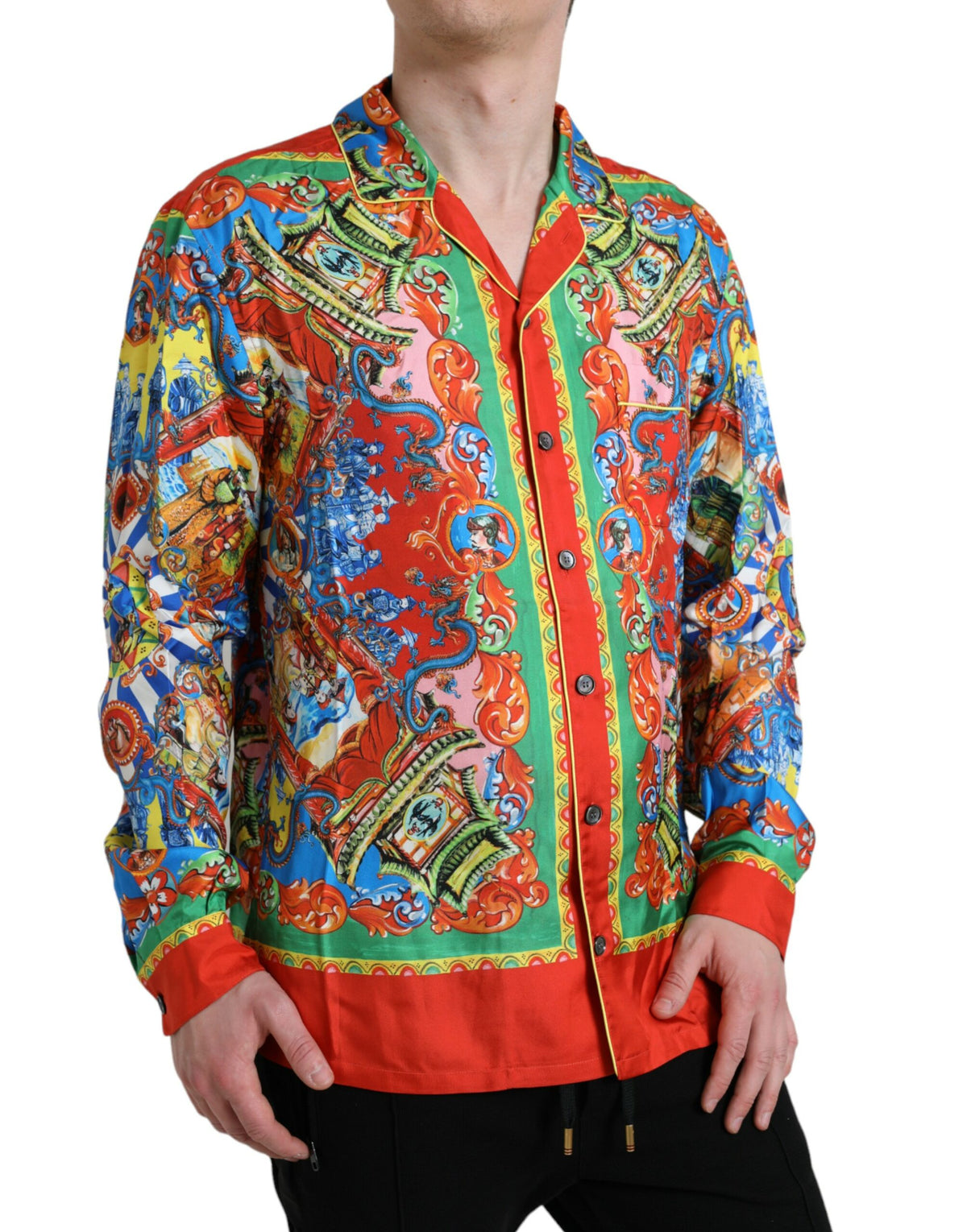 Chemise boutonnée décontractée à motifs multicolores Dolce &amp; Gabbana