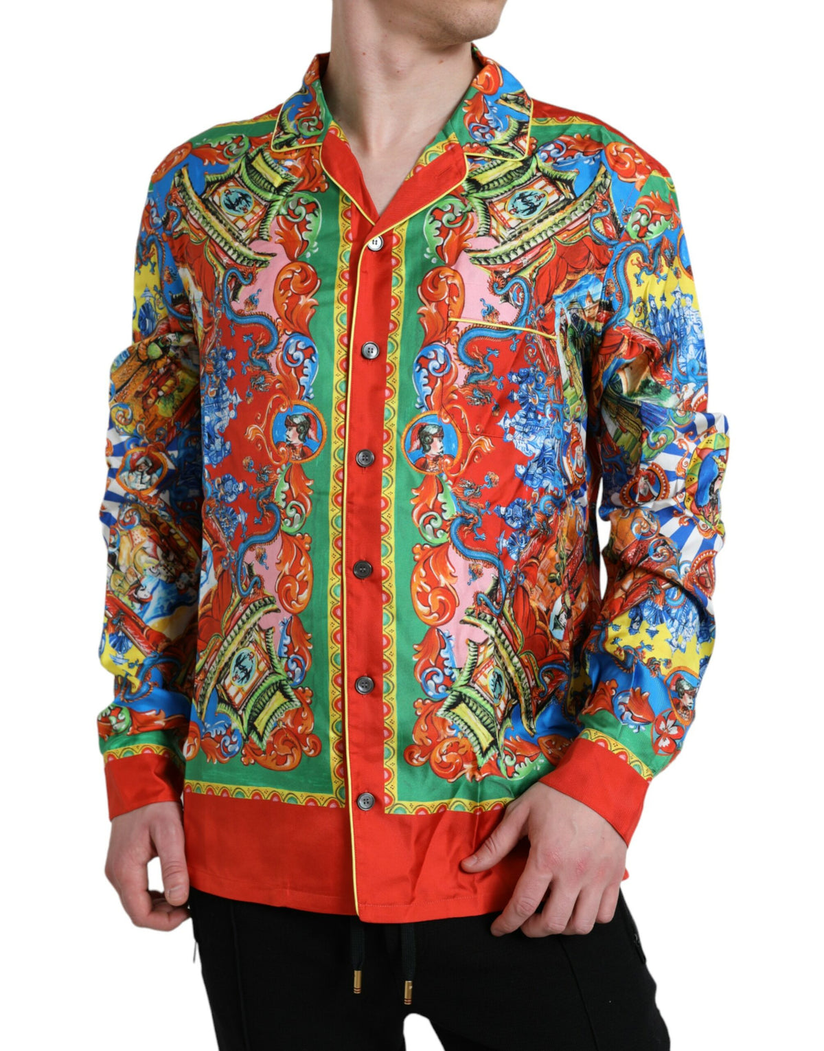 Chemise boutonnée décontractée à motifs multicolores Dolce &amp; Gabbana