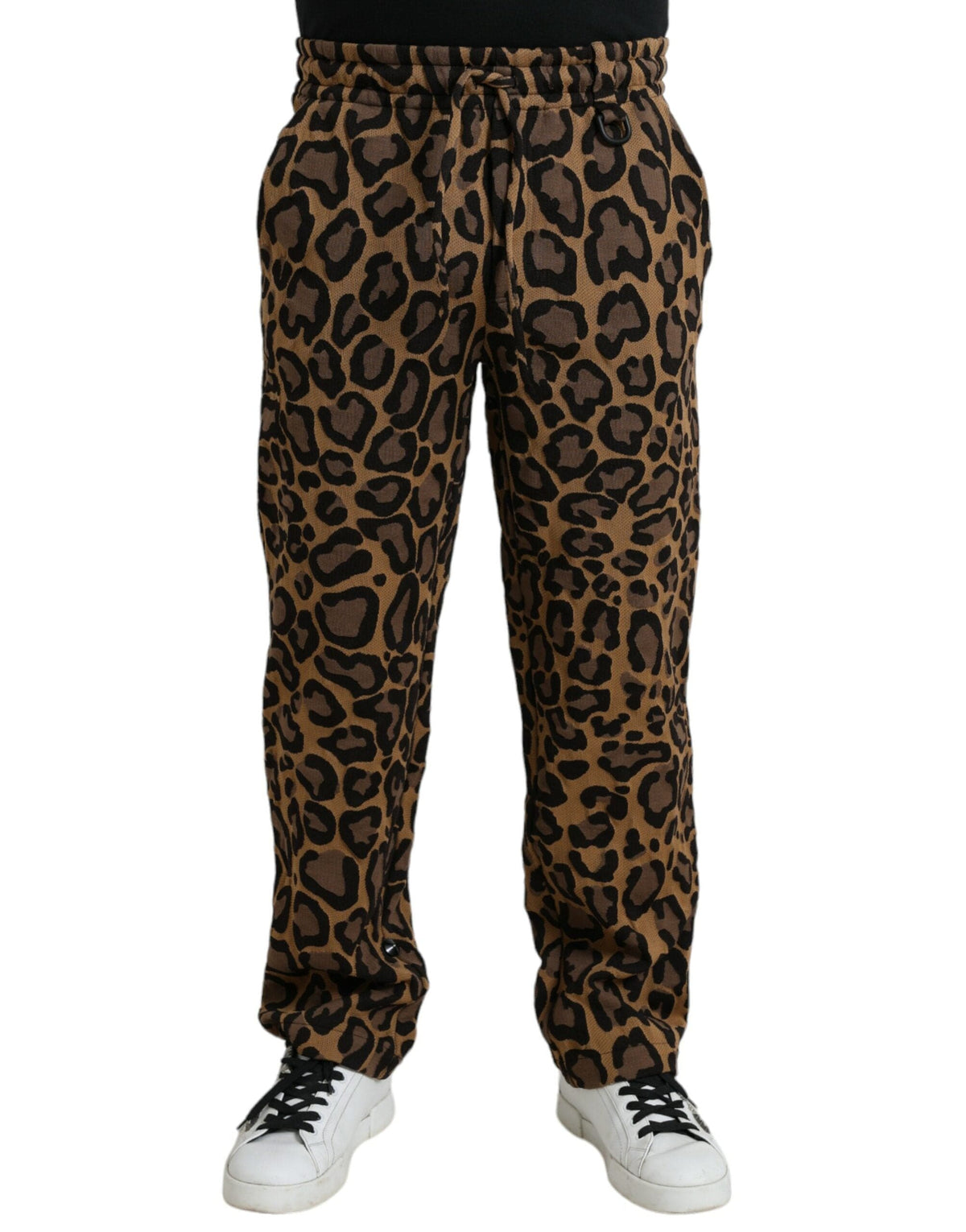 Pantalones jogger de poliéster con estampado de leopardo en marrón de Dolce &amp; Gabbana