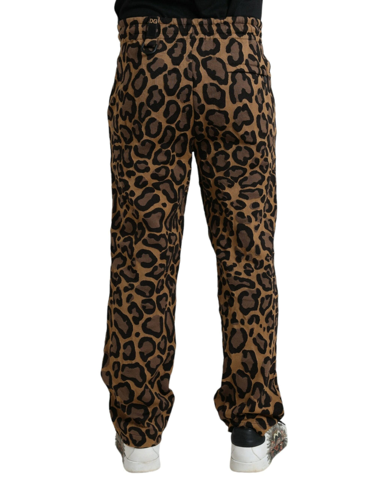 Pantalones jogger de poliéster con estampado de leopardo en marrón de Dolce &amp; Gabbana