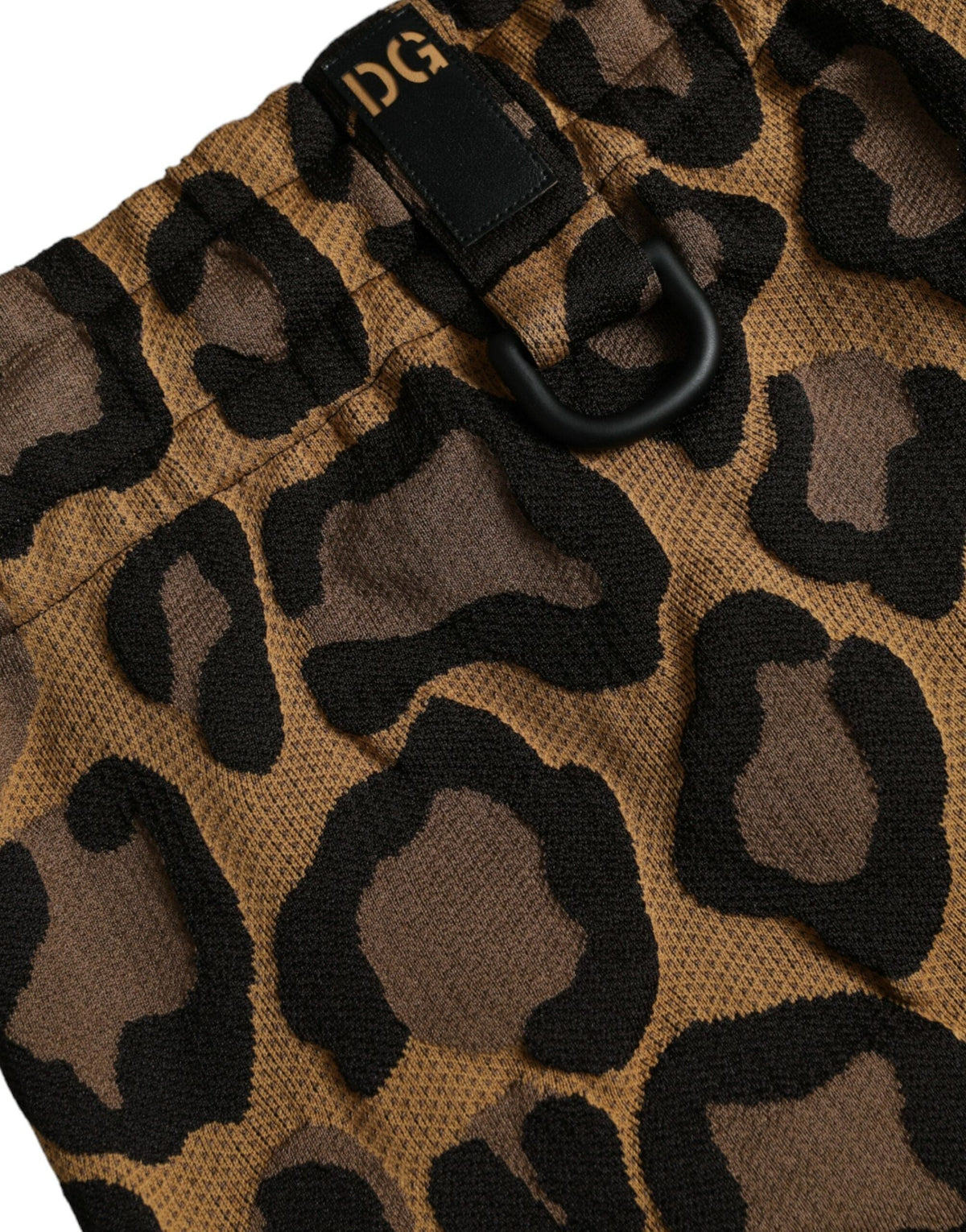 Pantalones jogger de poliéster con estampado de leopardo en marrón de Dolce &amp; Gabbana