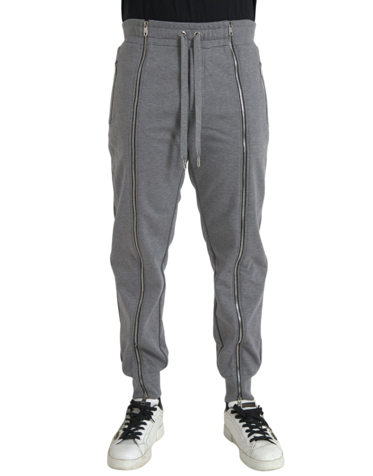 Pantalon de jogging skinny en coton gris Dolce &amp; Gabbana