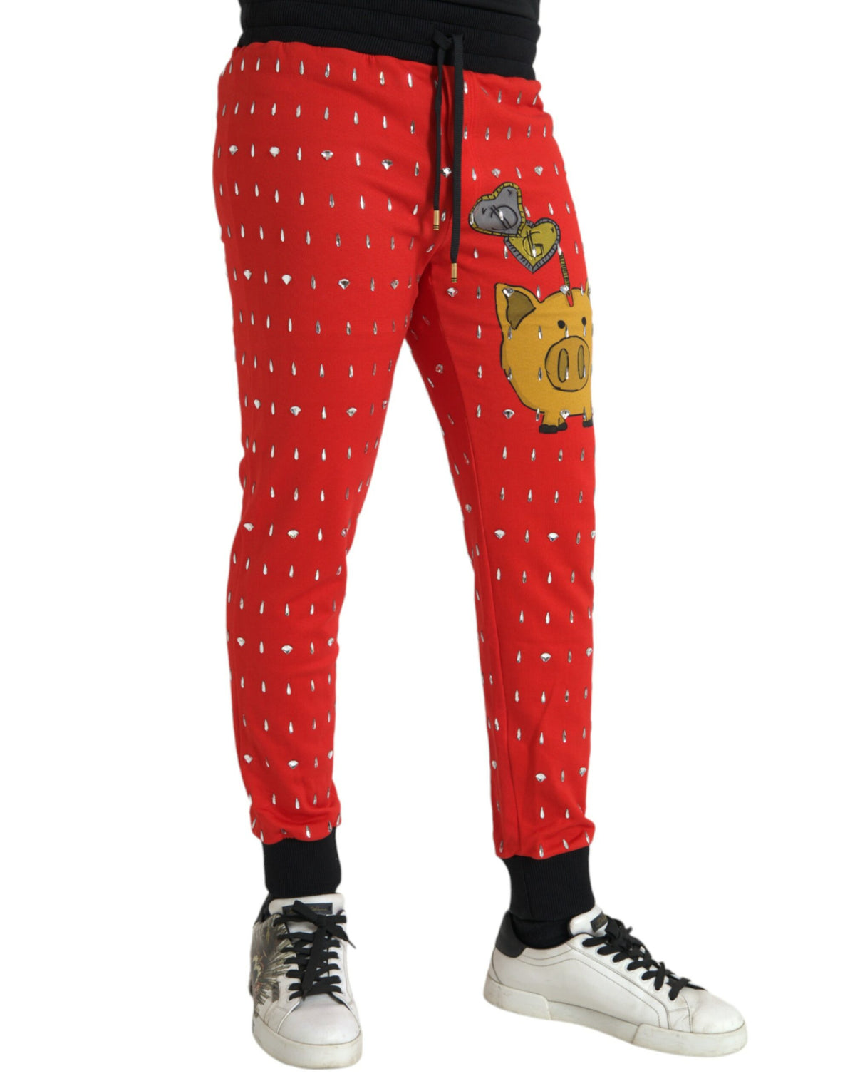 Pantalones deportivos Dolce &amp; Gabbana con el logo del Año del Cerdo en rojo