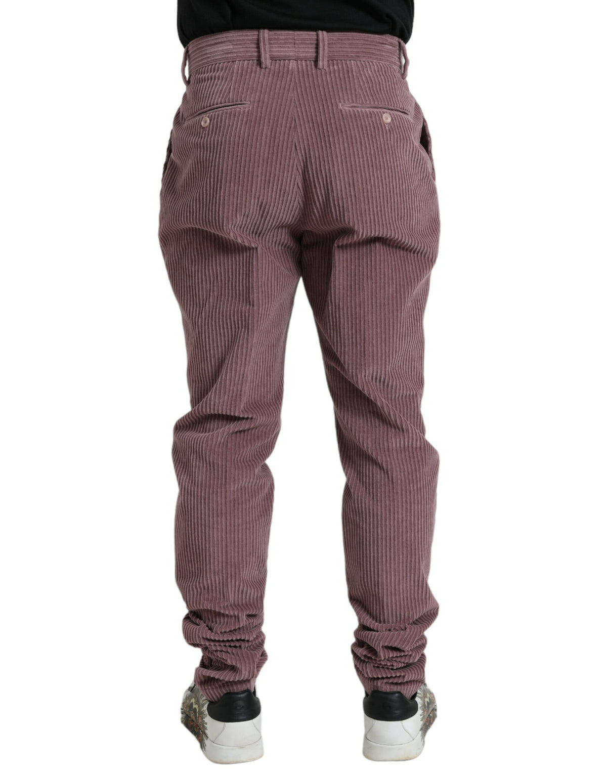 Pantalon skinny en velours côtelé de coton stretch violet Dolce &amp; Gabbana