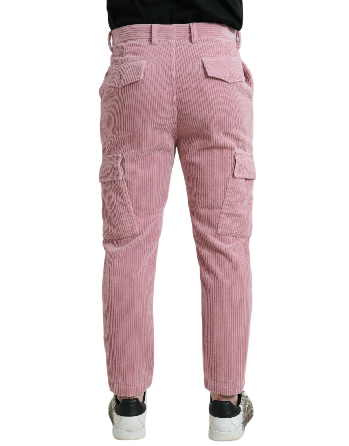 Jean skinny cargo en coton stretch rose en velours côtelé Dolce &amp; Gabbana