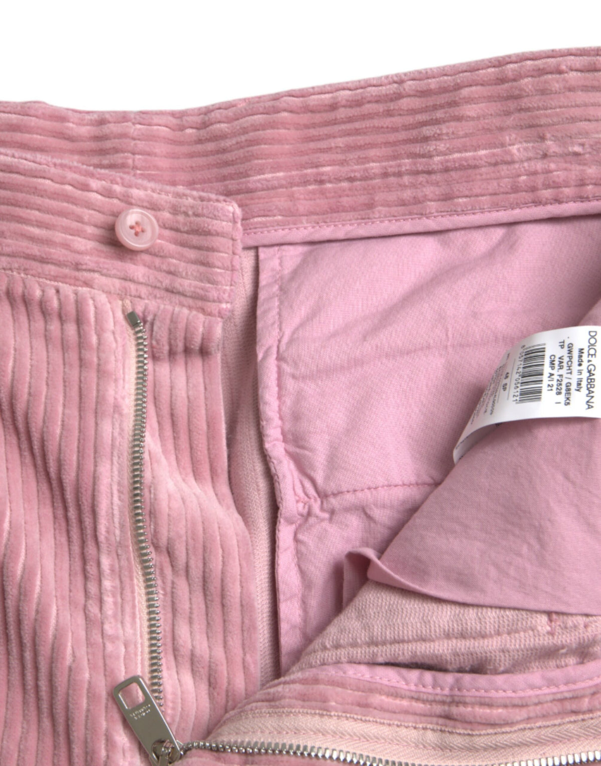 Jean skinny cargo en coton stretch rose en velours côtelé Dolce &amp; Gabbana