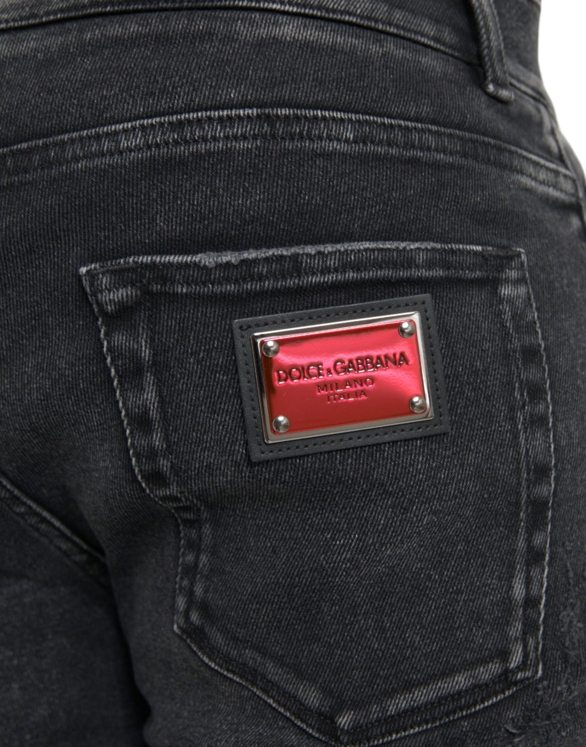 Jean skinny en coton stretch gris avec logo Dolce &amp; Gabbana