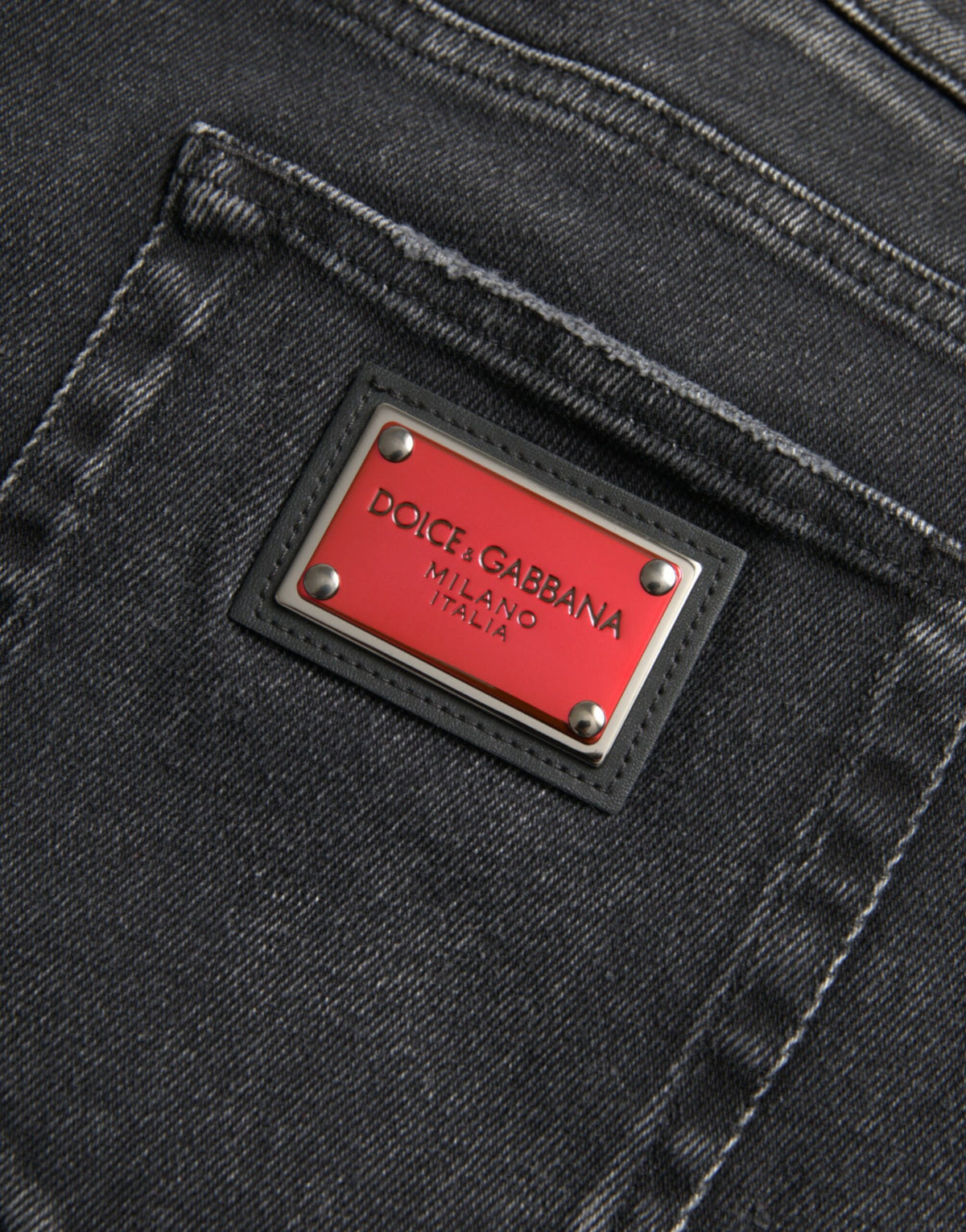 Jean skinny en coton stretch gris avec logo Dolce &amp; Gabbana