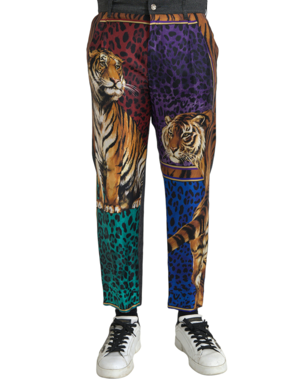 Pantalones holgados de algodón con estampado de leopardo y tigre multicolor de Dolce &amp; Gabbana