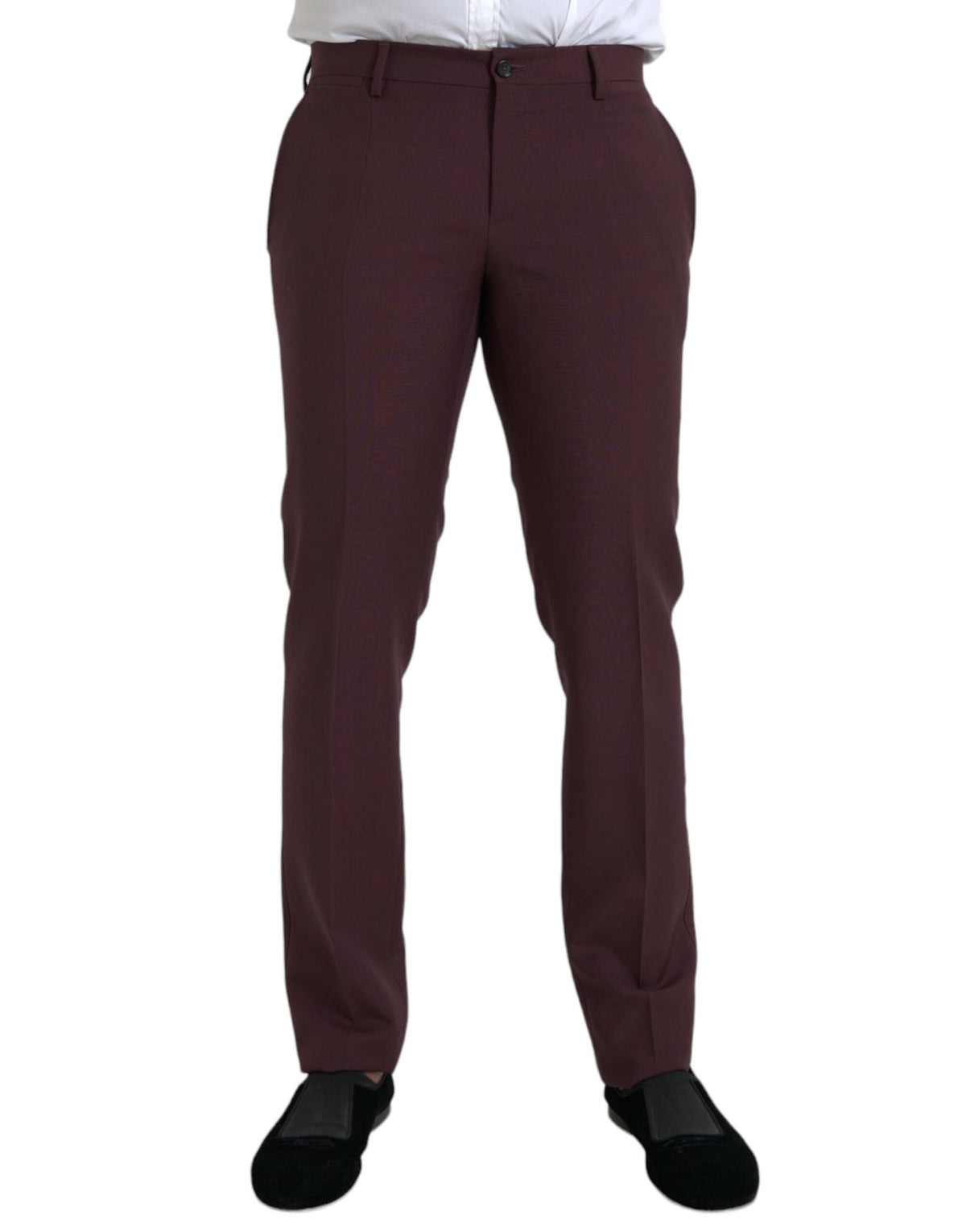 Pantalones de vestir ajustados de lana color granate de Dolce &amp; Gabbana para hombre