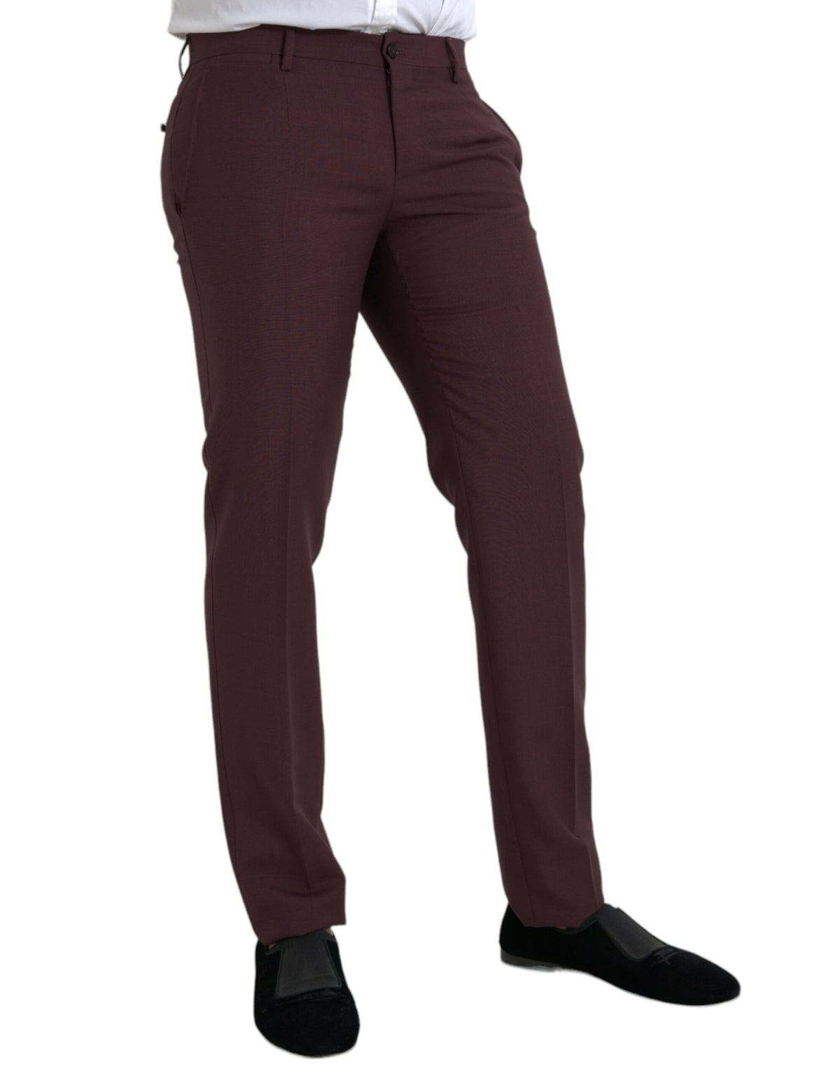 Pantalones de vestir ajustados de lana color granate de Dolce &amp; Gabbana para hombre