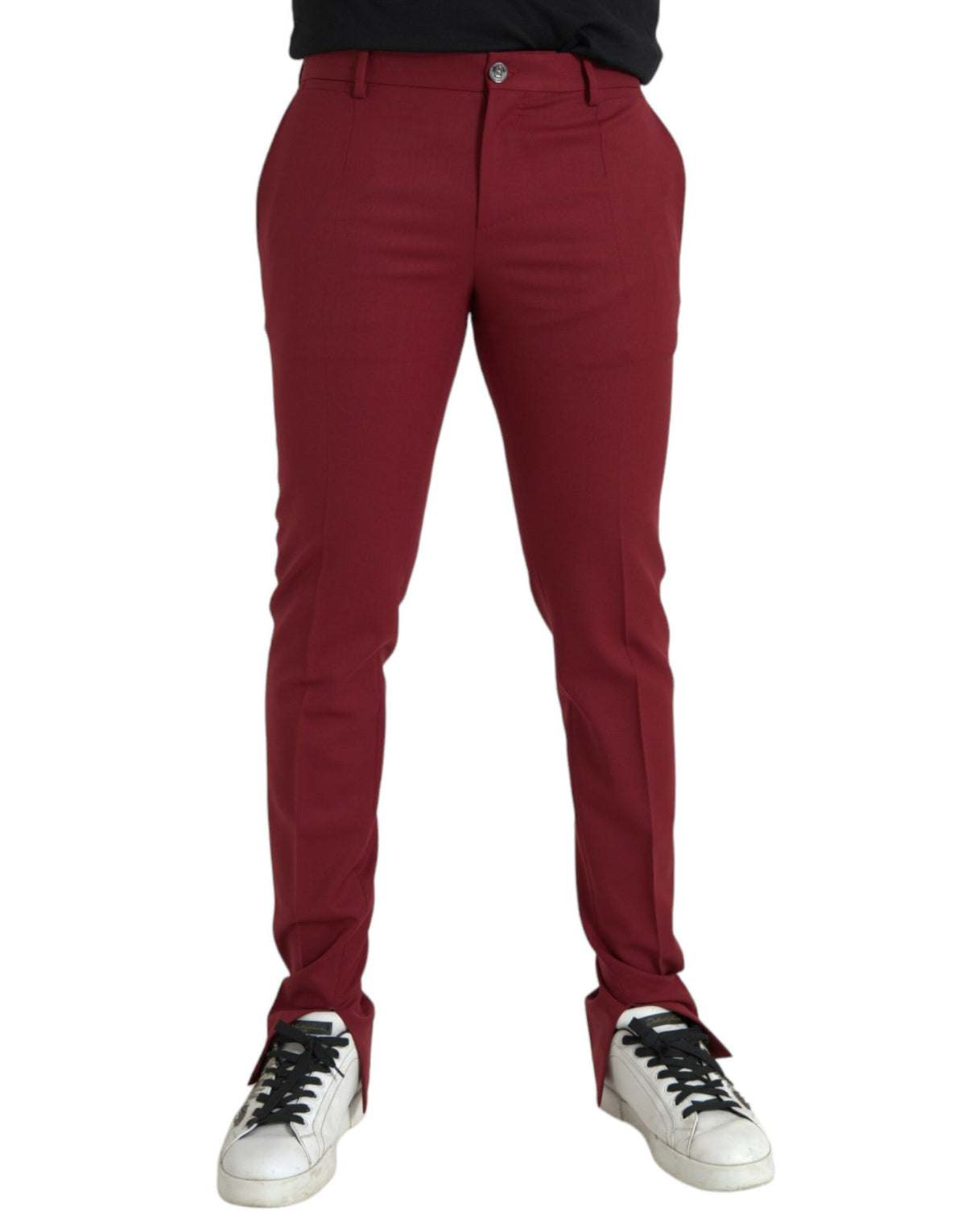 Pantalon habillé slim en laine rouge Dolce &amp; Gabbana pour homme